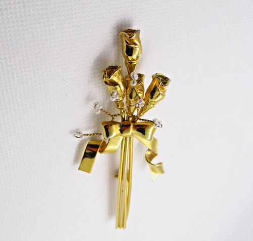 Bouquet roses pin gold - of,